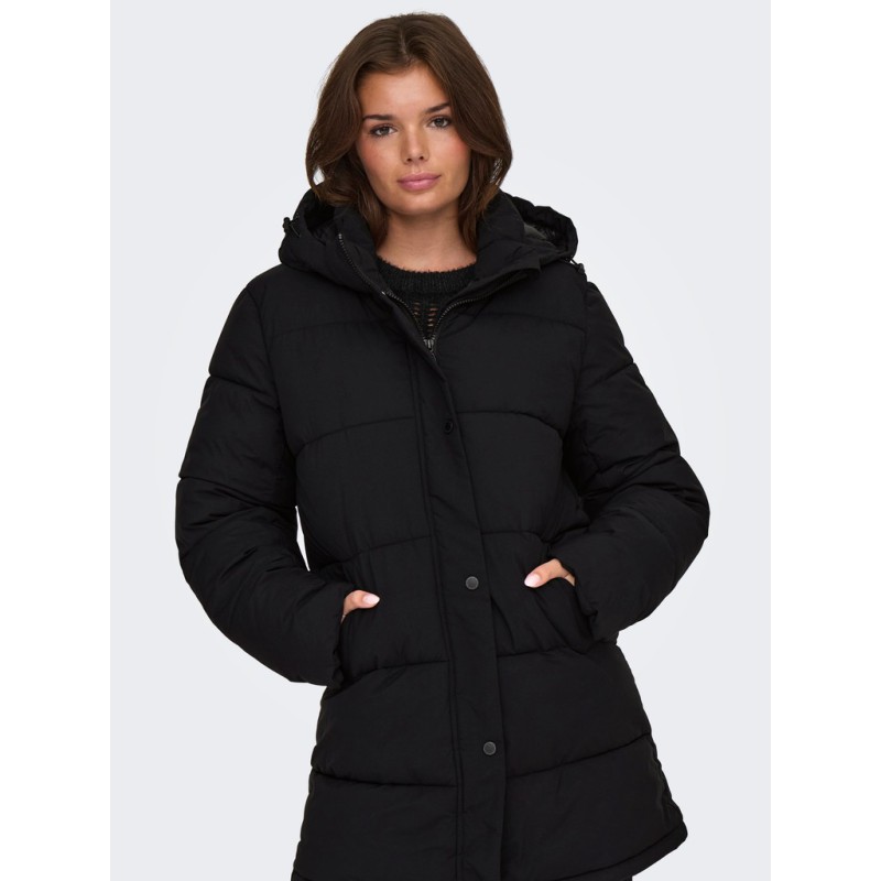 ONLY Ann premium mid-long pufferfrakke - Black