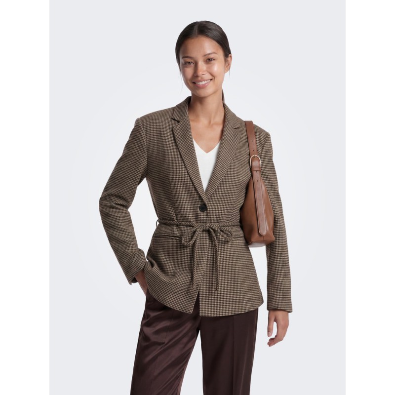 ONLY Nella langærmet ternet blazer - Cornstalk