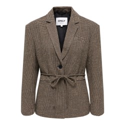 ONLY Nella langærmet ternet blazer - Cornstalk