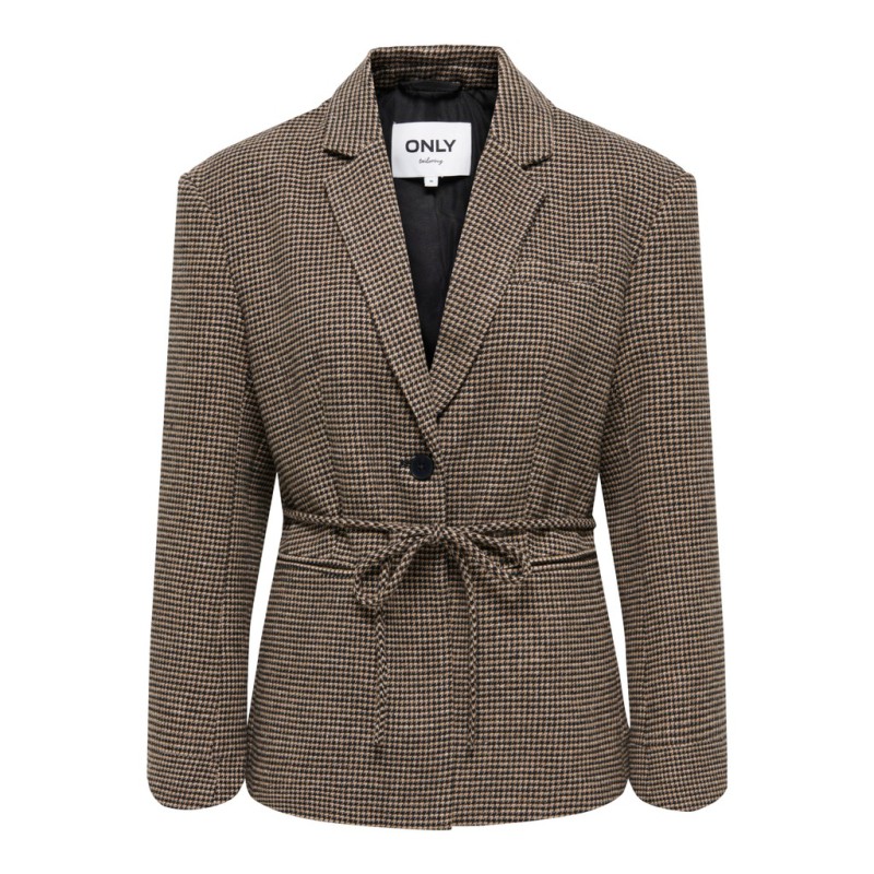 ONLY Nella langærmet ternet blazer - Cornstalk