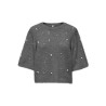 ONLY Dolly pearl strikbluse - Medium Grey Melange / White Pearl