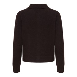 ONLY Alivia langærmet polo strikcardigan - Coffee Bean