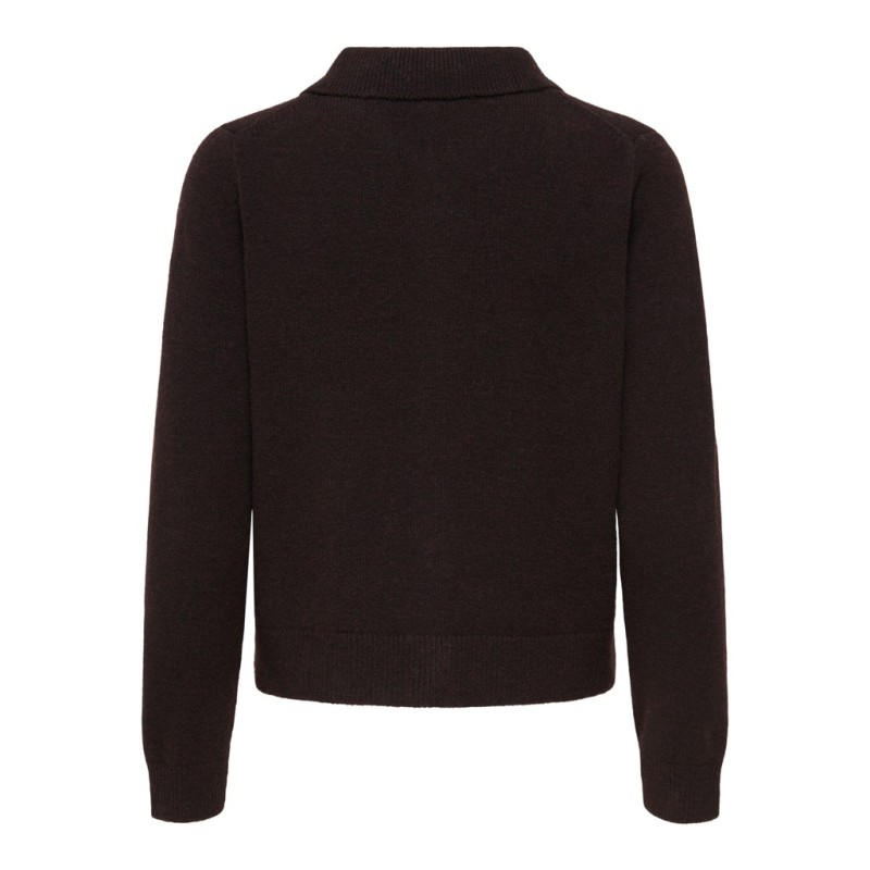 ONLY Alivia langærmet polo strikcardigan - Coffee Bean