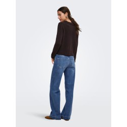 ONLY Alivia langærmet polo strikcardigan - Coffee Bean