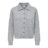 ONLY Alivia langærmet polo strikcardigan - Light Grey Melange