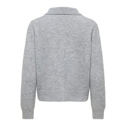 ONLY Alivia langærmet polo strikcardigan - Light Grey Melange