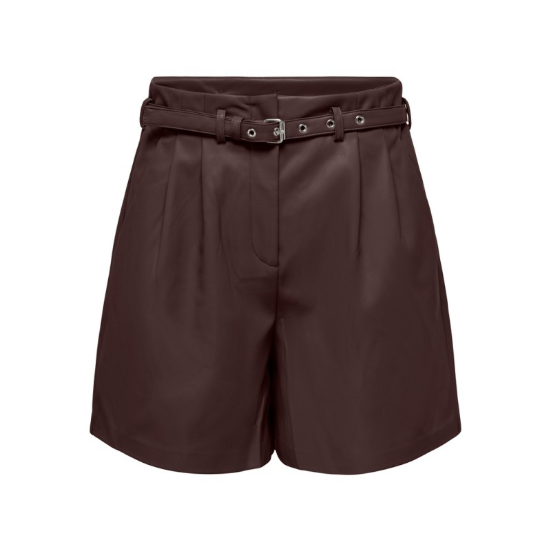 ONLY Heidi imiteret læder shorts - Coffee Bean