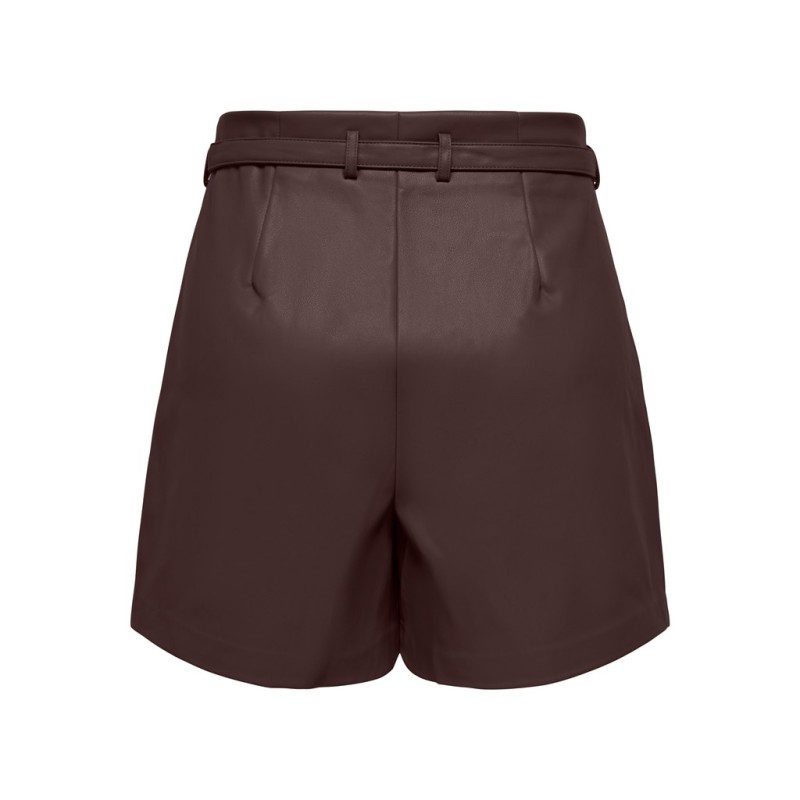 ONLY Heidi imiteret læder shorts - Coffee Bean