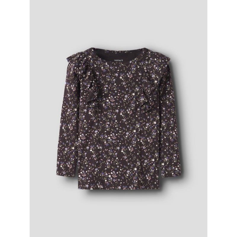 NAME IT MINI pige - Oceana langærmet bluse - Chocolate Plum