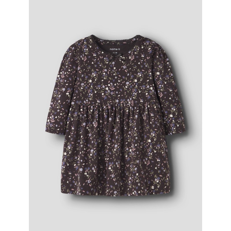 NAME IT BABY pige - Oceana langærmet kjole - Chocolate Plum