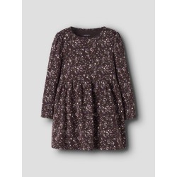 NAME IT MINI pige - Oceana langærmet kjole - Chocolate Plum