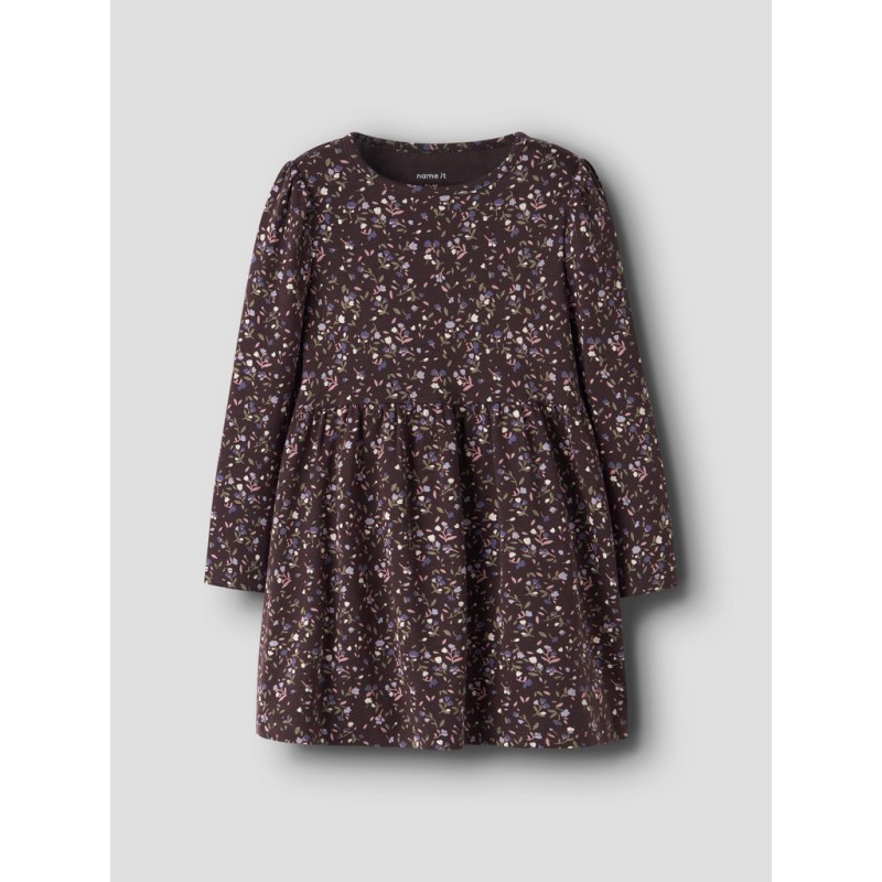NAME IT MINI pige - Oceana langærmet kjole - Chocolate Plum