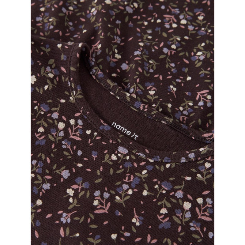 NAME IT MINI pige - Oceana langærmet kjole - Chocolate Plum