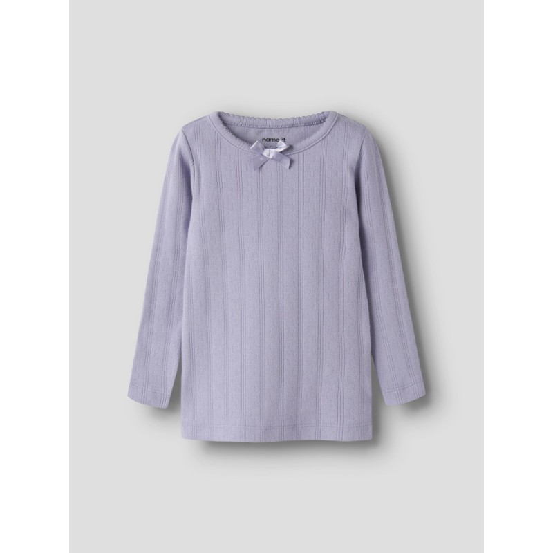 NAME IT MINI pige - Folene langærmet slim bluse - Heirloom Lilac