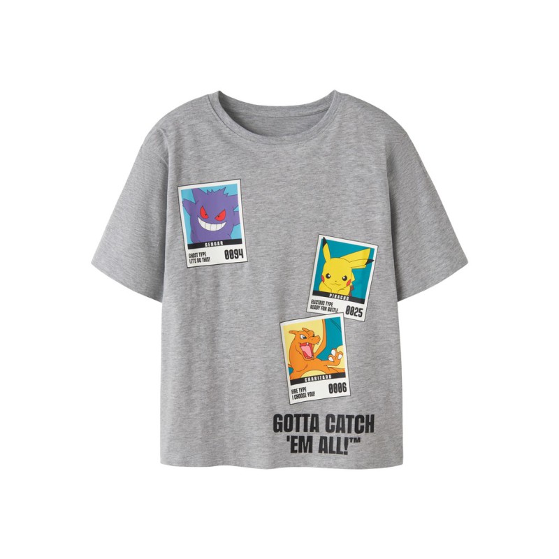 NAME IT KIDS dreng - Sebast pokemon bluse - Grey Melange
