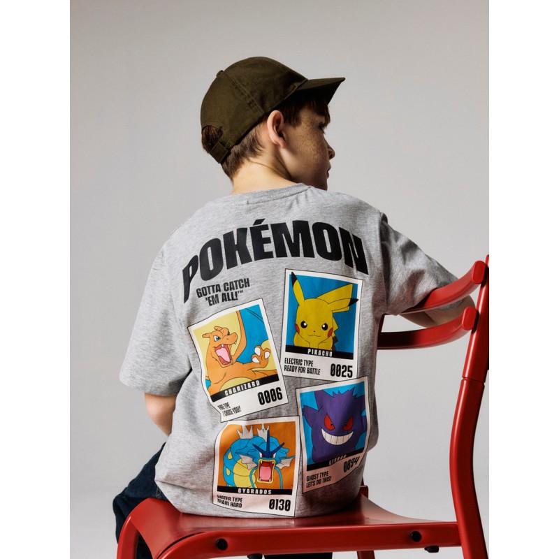 NAME IT KIDS dreng - Sebast pokemon bluse - Grey Melange