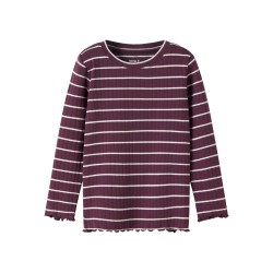 NAME IT MINI pige - Folena langærmet slim bluse - Mauve Wine