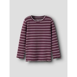 NAME IT MINI pige - Folena langærmet slim bluse - Mauve Wine