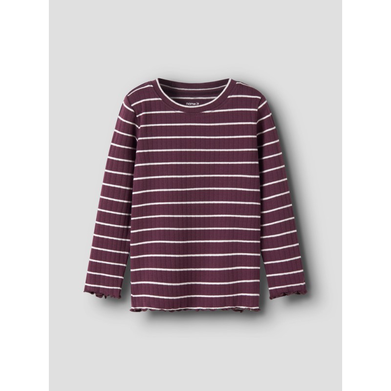 NAME IT MINI pige - Folena langærmet slim bluse - Mauve Wine