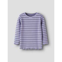 NAME IT MINI pige - Folena langærmet slim bluse - Lavender Icing