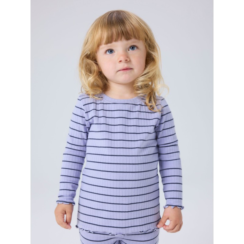 NAME IT MINI pige - Folena langærmet slim bluse - Lavender Icing