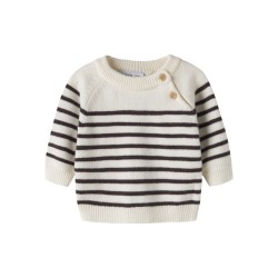 NAME IT BABY dreng - Ostripea lagærmet striktrøje - Antique White