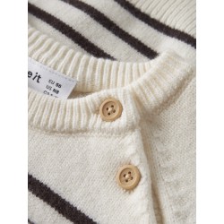 NAME IT BABY dreng - Ostripea lagærmet striktrøje - Antique White