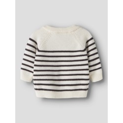 NAME IT BABY dreng - Ostripea lagærmet striktrøje - Antique White