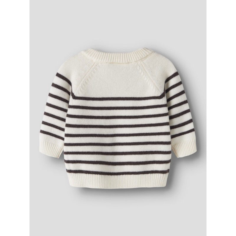 NAME IT BABY dreng - Ostripea lagærmet striktrøje - Antique White