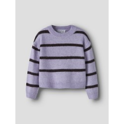 NAME IT MINI pige - Olenska langærmet striktrøje - Heirloom Lilac