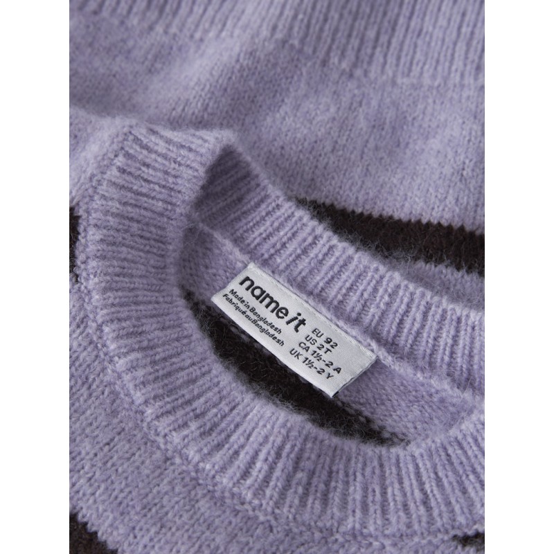 NAME IT MINI pige - Olenska langærmet striktrøje - Heirloom Lilac