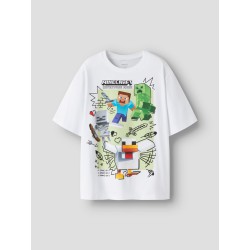 NAME IT KIDS dreng - Sena Minecraft T-shirt - Bright White