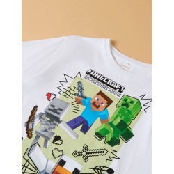 NAME IT KIDS dreng - Sena Minecraft T-shirt - Bright White