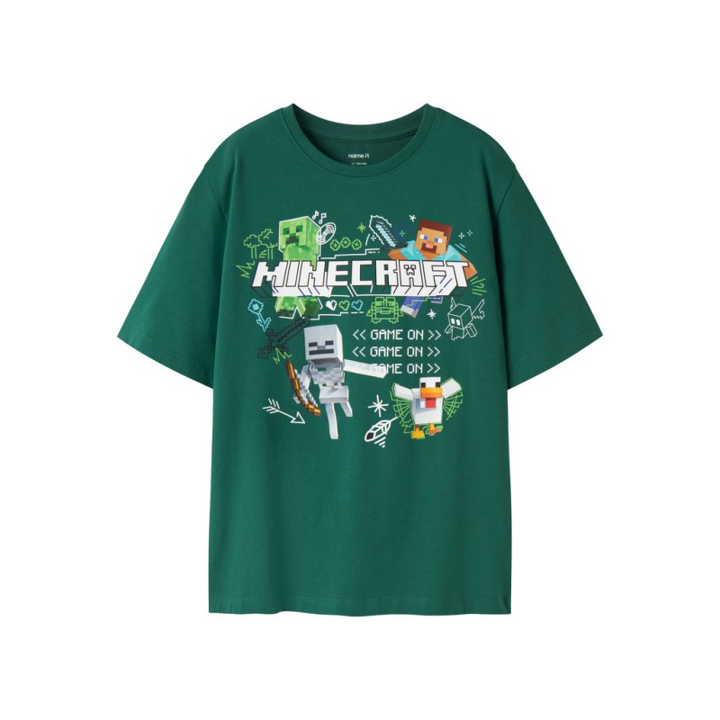 NAME IT KIDS dreng - Sena Minecraft T-shirt - Evergreen