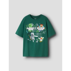 NAME IT KIDS dreng - Sena Minecraft T-shirt - Evergreen