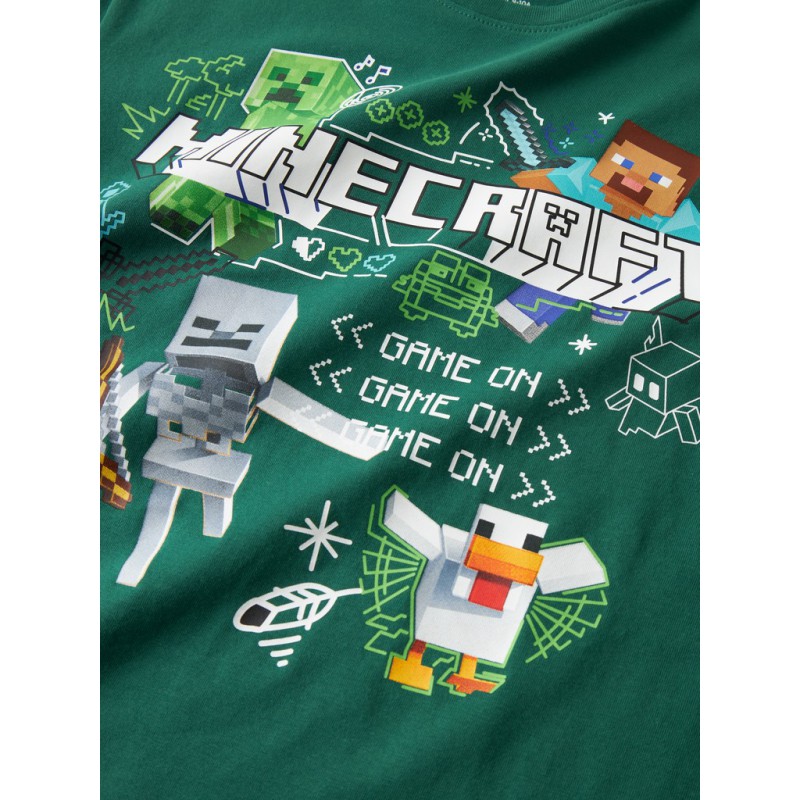 NAME IT KIDS dreng - Sena Minecraft T-shirt - Evergreen