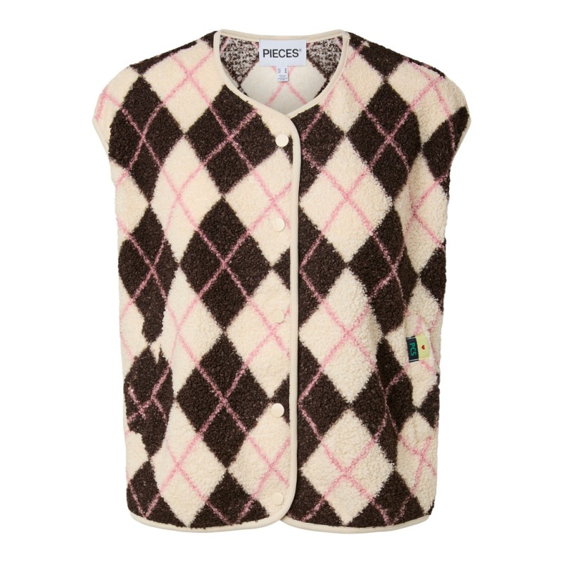 PIECES Katty teddy vest - Birch