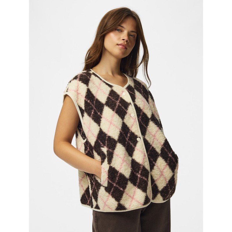 PIECES Katty teddy vest - Birch