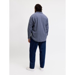 JACK & JONES PLUS Frederiksberg flannel langærmet skjorte - Crown Blue