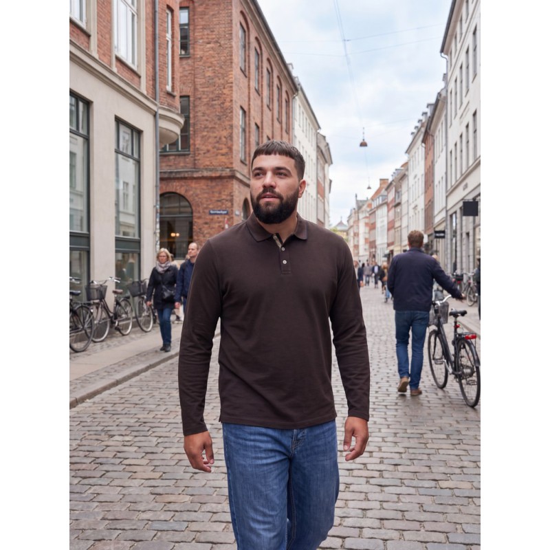 JACK & JONES PLUS Blualves langærmet polo - Hot Fudge