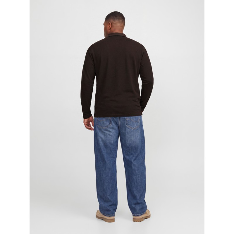 JACK & JONES PLUS Blualves langærmet polo - Hot Fudge