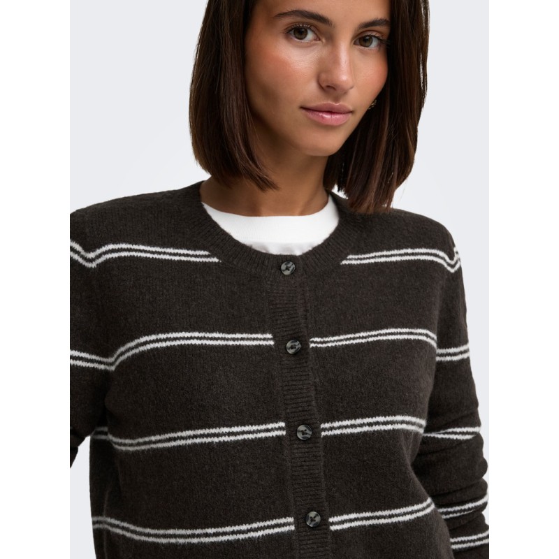 JDY Chloe strikcardigan - Chocolate Torte / Melange