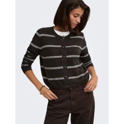JDY Chloe strikcardigan - Chocolate Torte / Melange