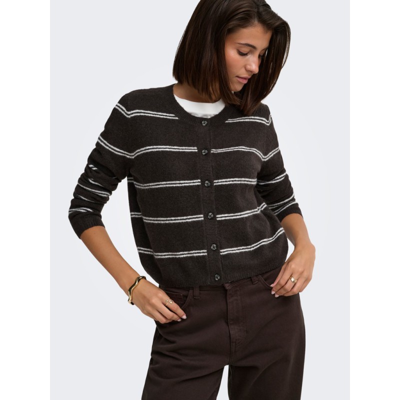 JDY Chloe strikcardigan - Chocolate Torte / Melange
