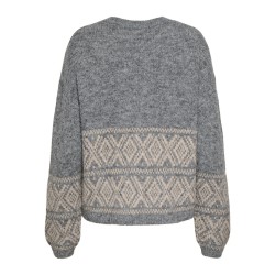 JDY Dina on faroe island strik pullover - Dark Grey Melange