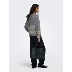 JDY Dina on faroe island strik pullover - Dark Grey Melange