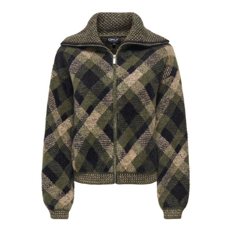ONLY Maroon langærmet zip strikcardigan -  Forest Night