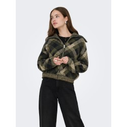 ONLY Maroon langærmet zip strikcardigan -  Forest Night