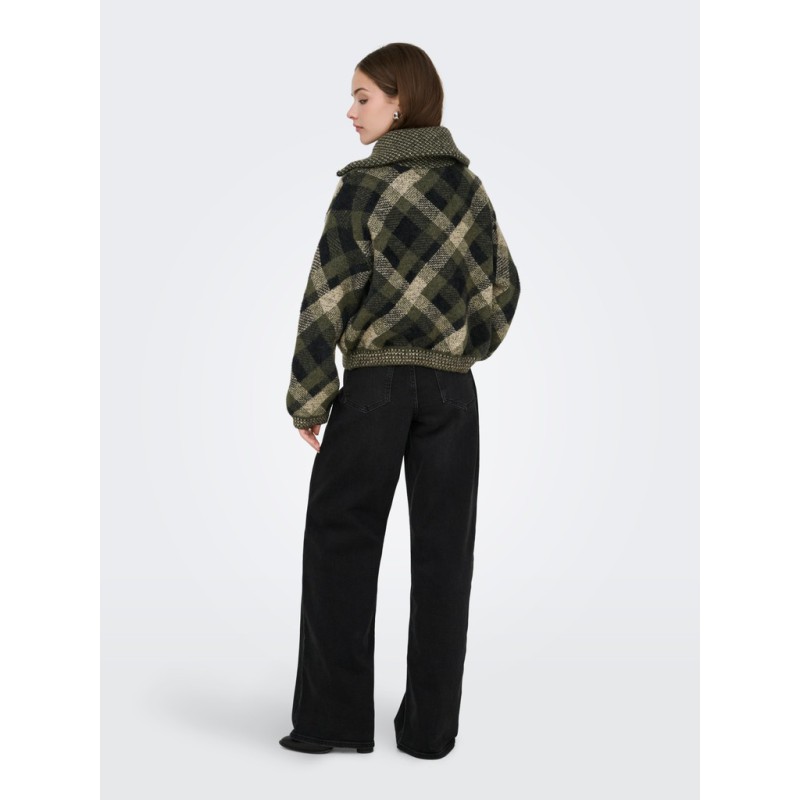 ONLY Maroon langærmet zip strikcardigan -  Forest Night