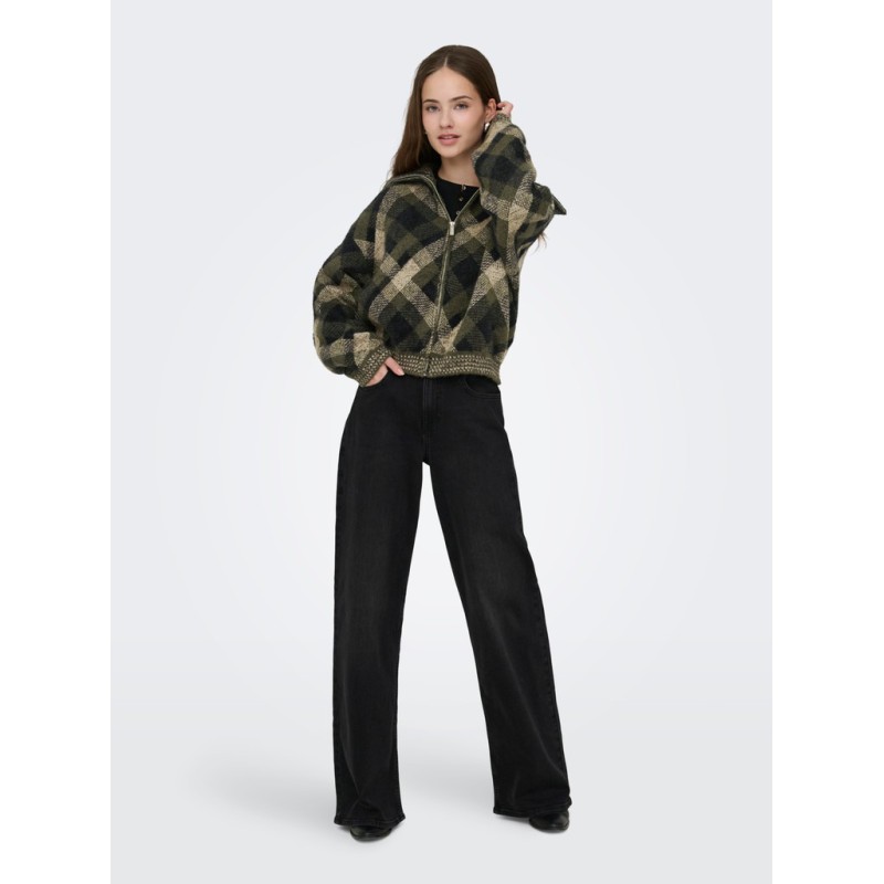 ONLY Maroon langærmet zip strikcardigan -  Forest Night